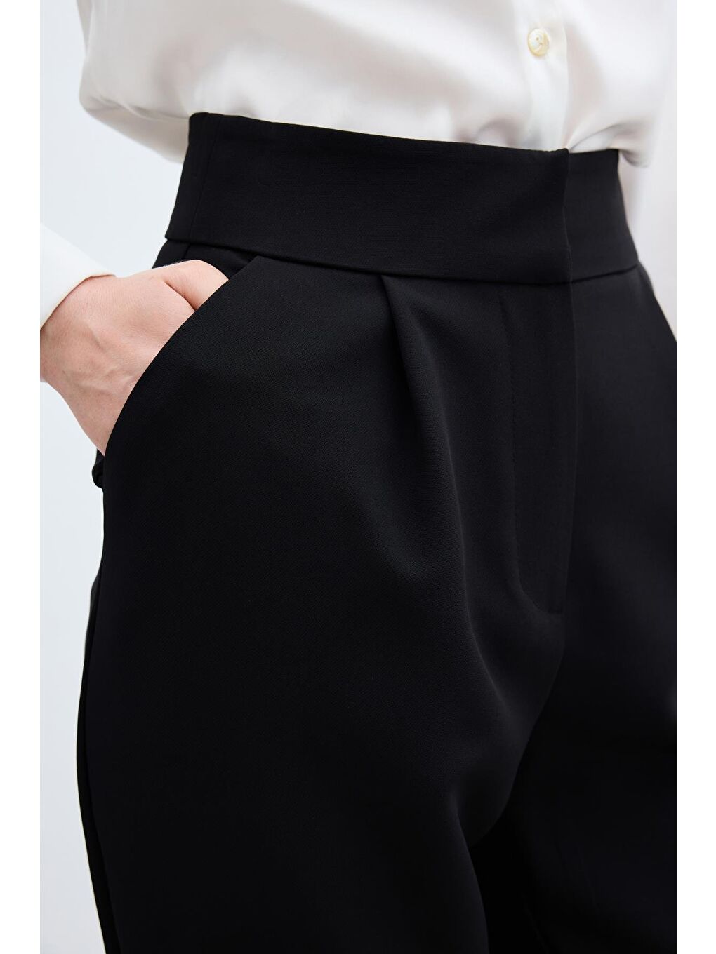 Yüksek Bel Klasik Pantolon - Siyah-4