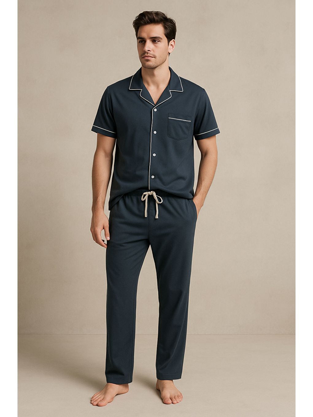 Lacivert Erkek Silver Pijama Takımı