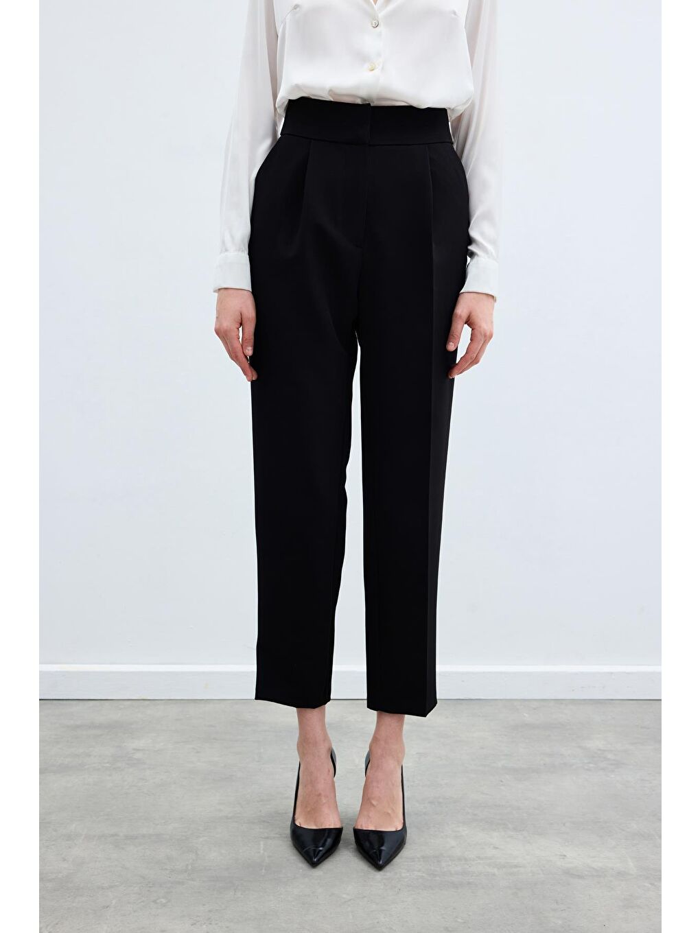 Yüksek Bel Klasik Pantolon - Siyah-5