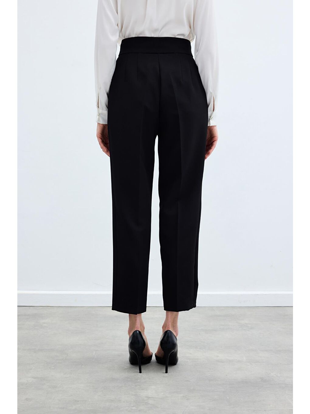 Yüksek Bel Klasik Pantolon - Siyah-6