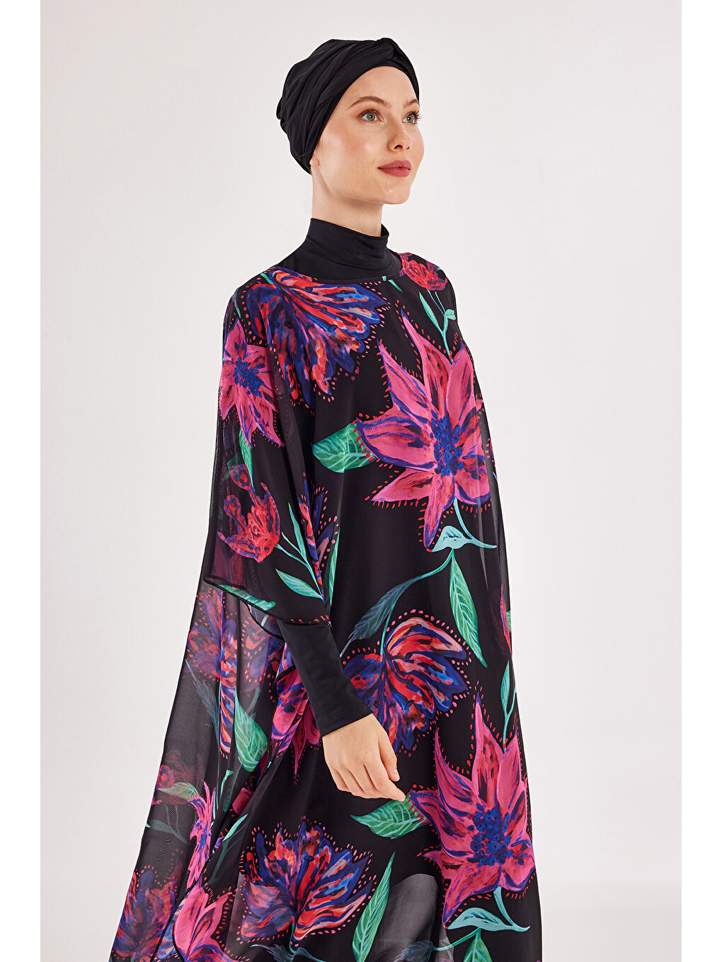 Mayo Üzerine Tek Pareo Kaftan 1706 Siyah-2