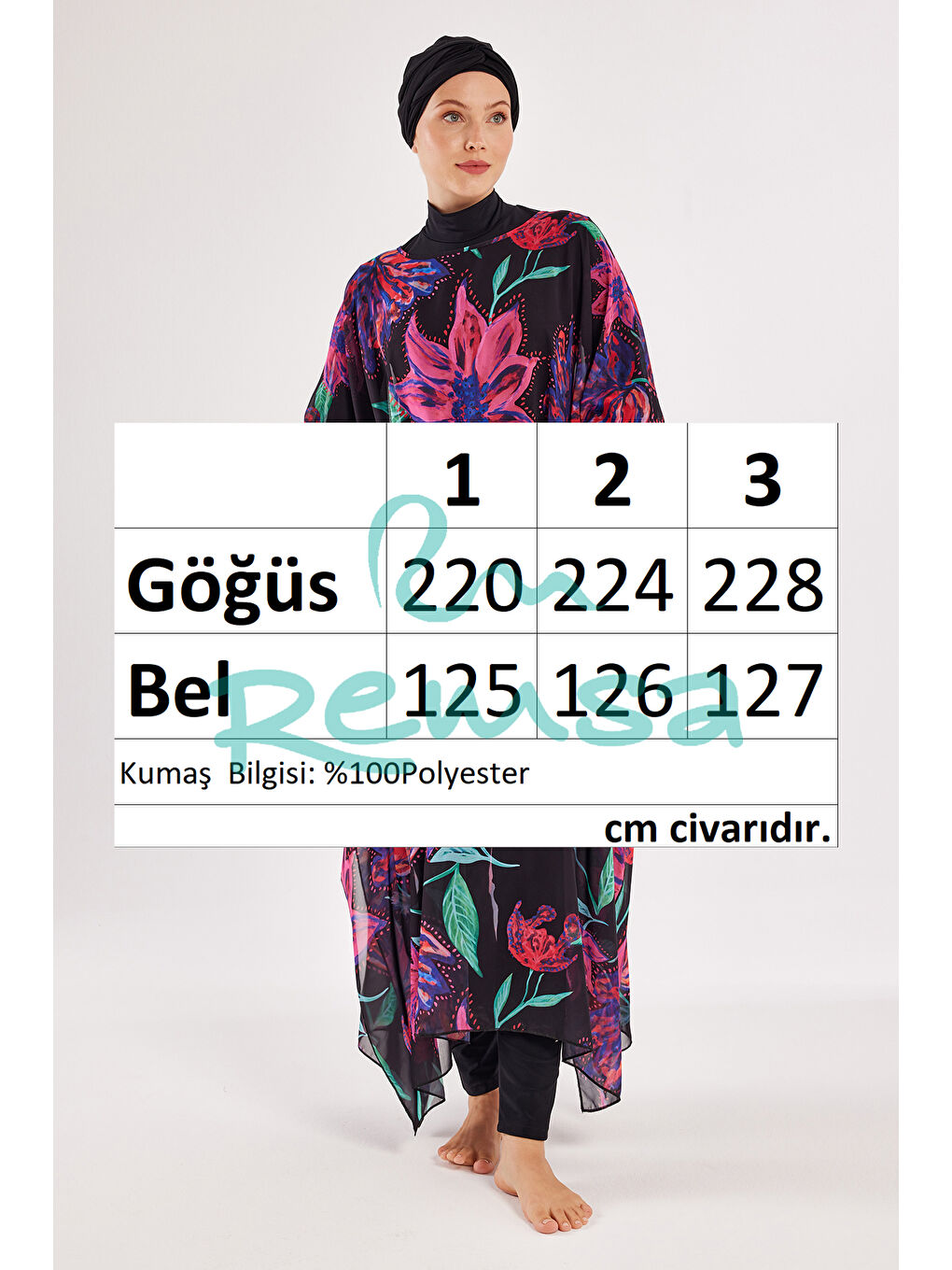 Mayo Üzerine Tek Pareo Kaftan 1706 Siyah-3