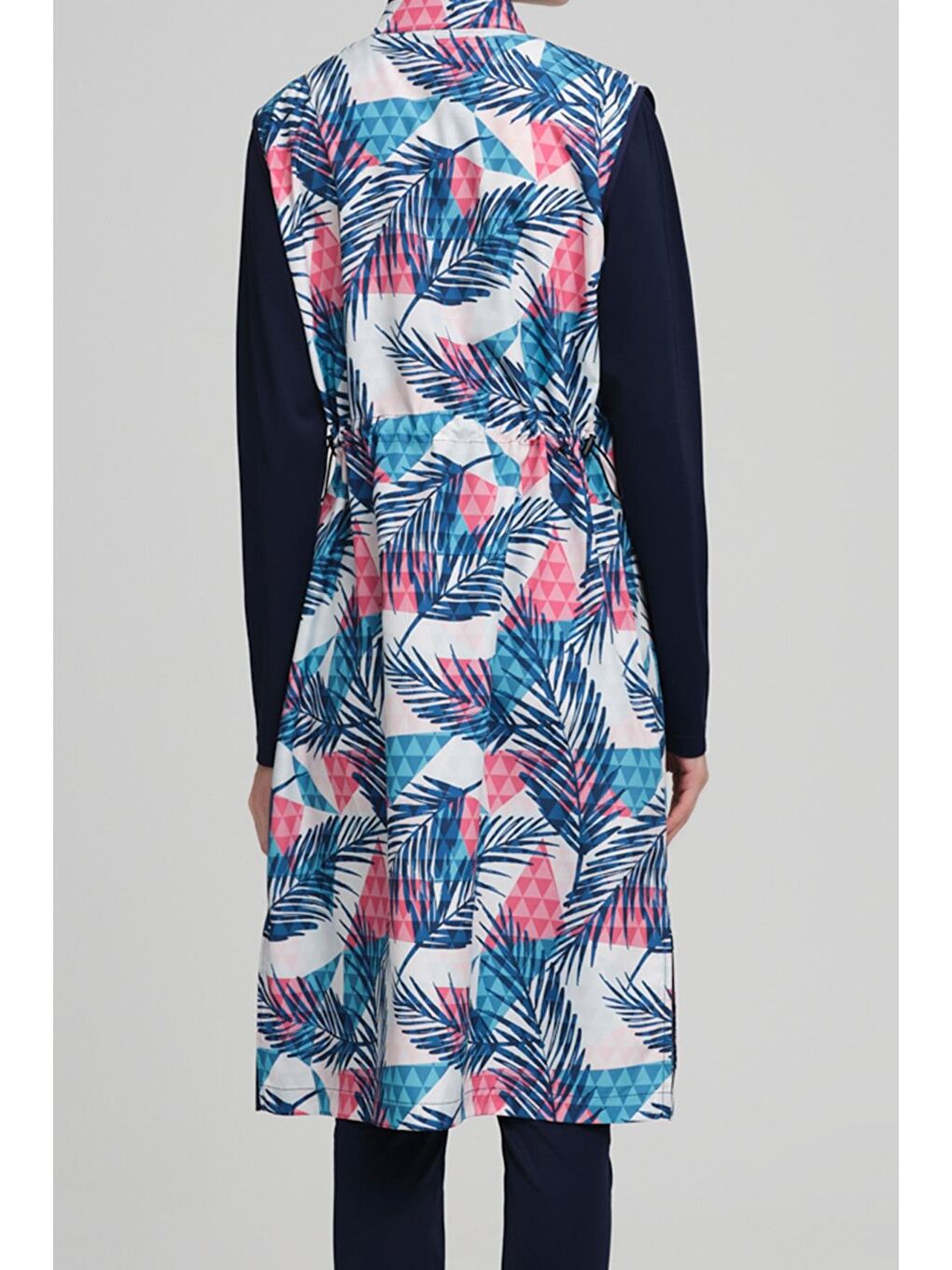 Palmiye Desen Lacivert 3 Parça Tam Tesettür Mayo Takımı 2212-3