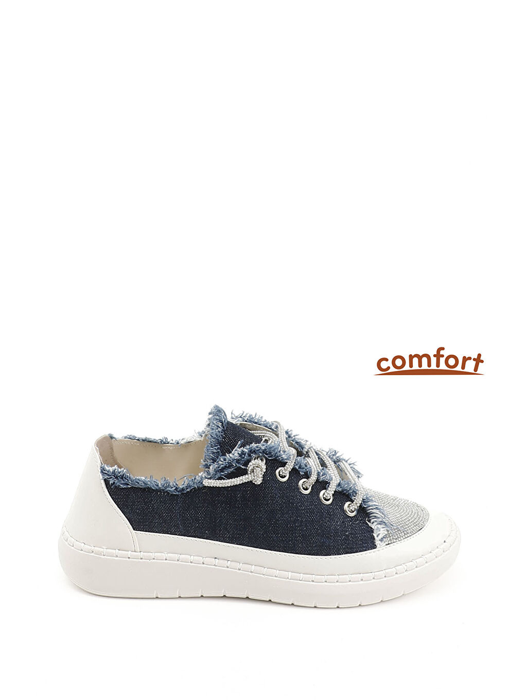 Lacivert Kadın İNDİGO LACİVERT Jean Triko Taşlı Comfort Sneaker