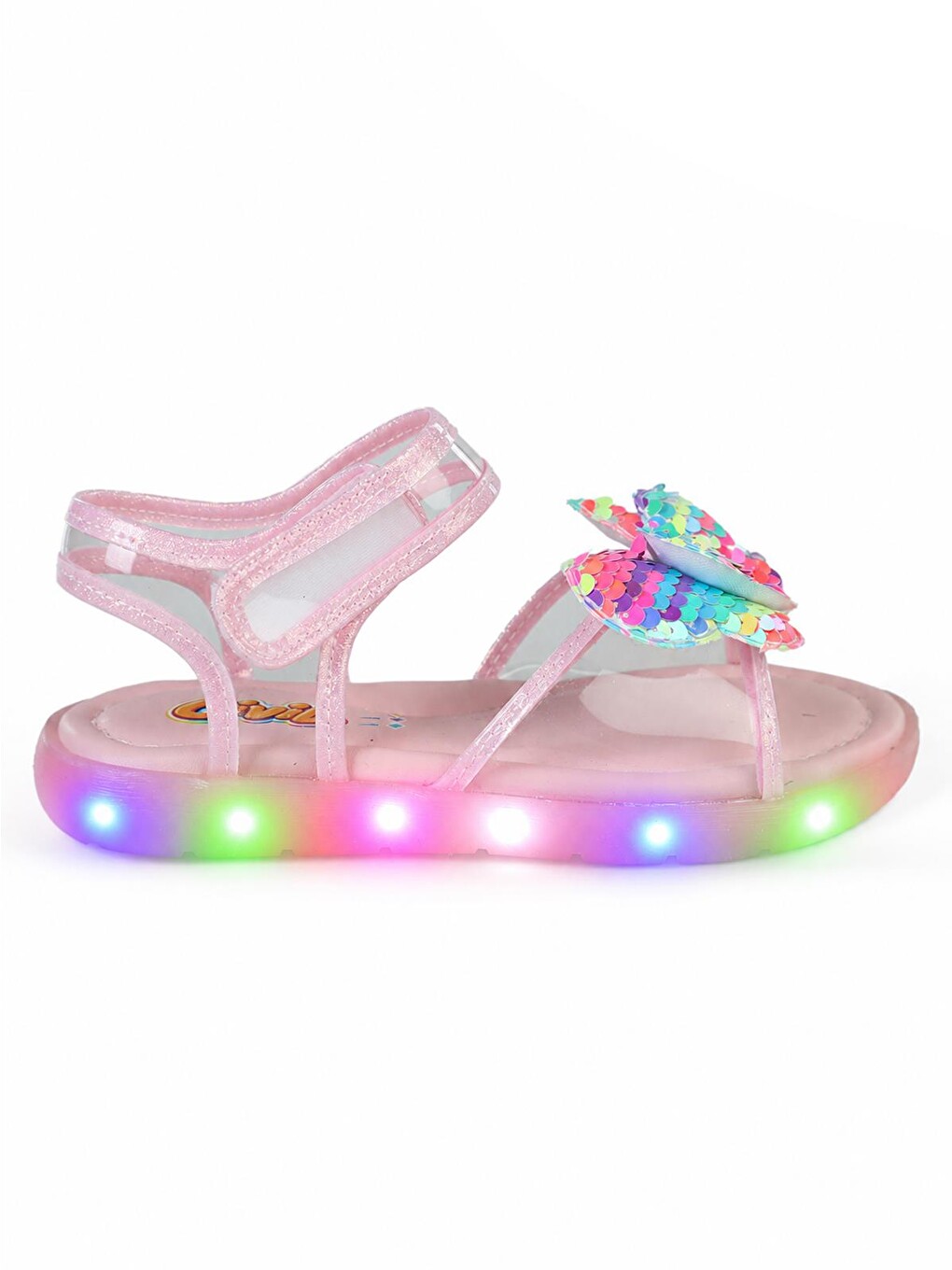 Pembe Girls Simli Kelebek 27- Sandalet - Pudra-1