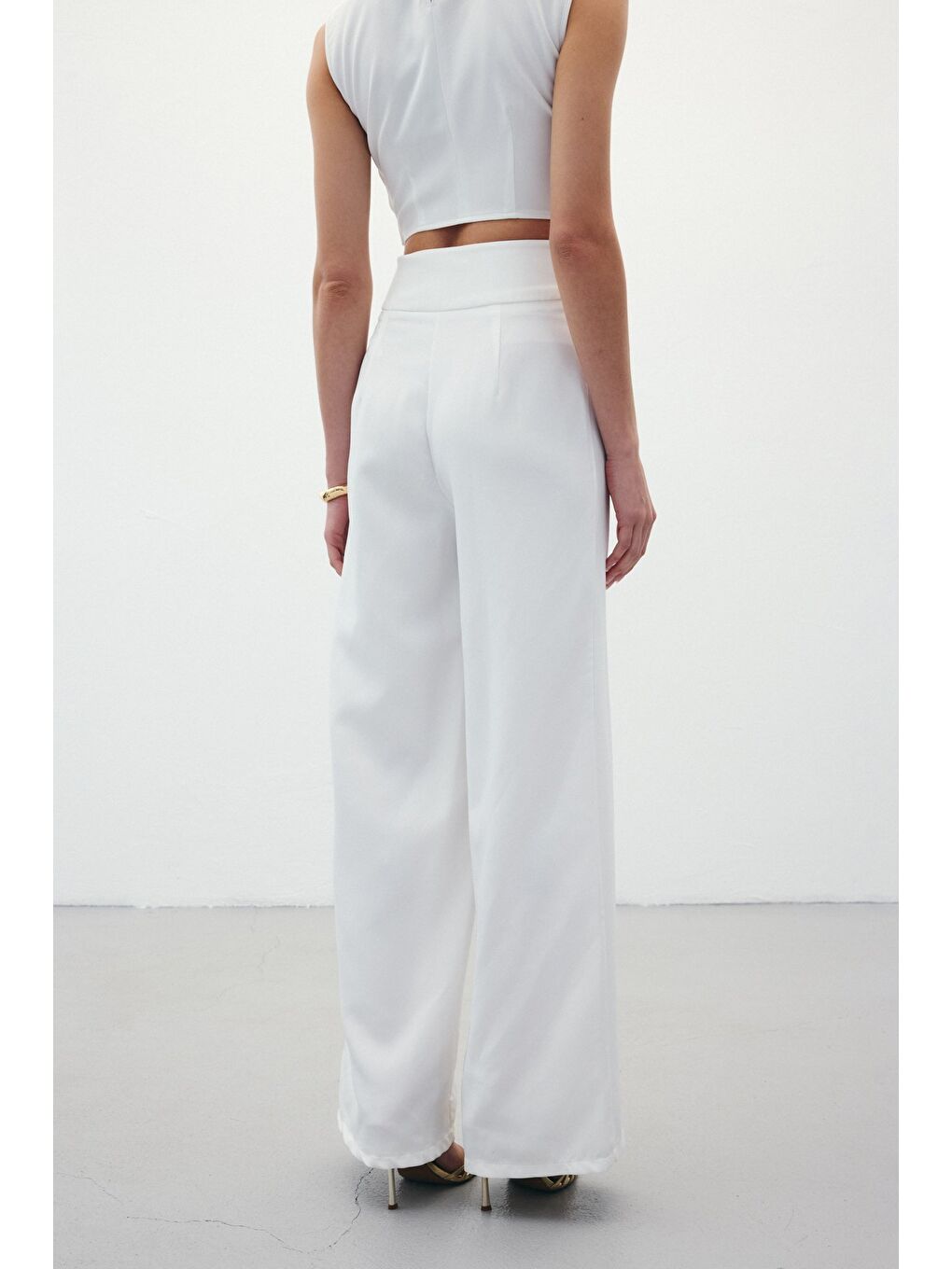 Bel Detaylı Pantolon - Ekru-7