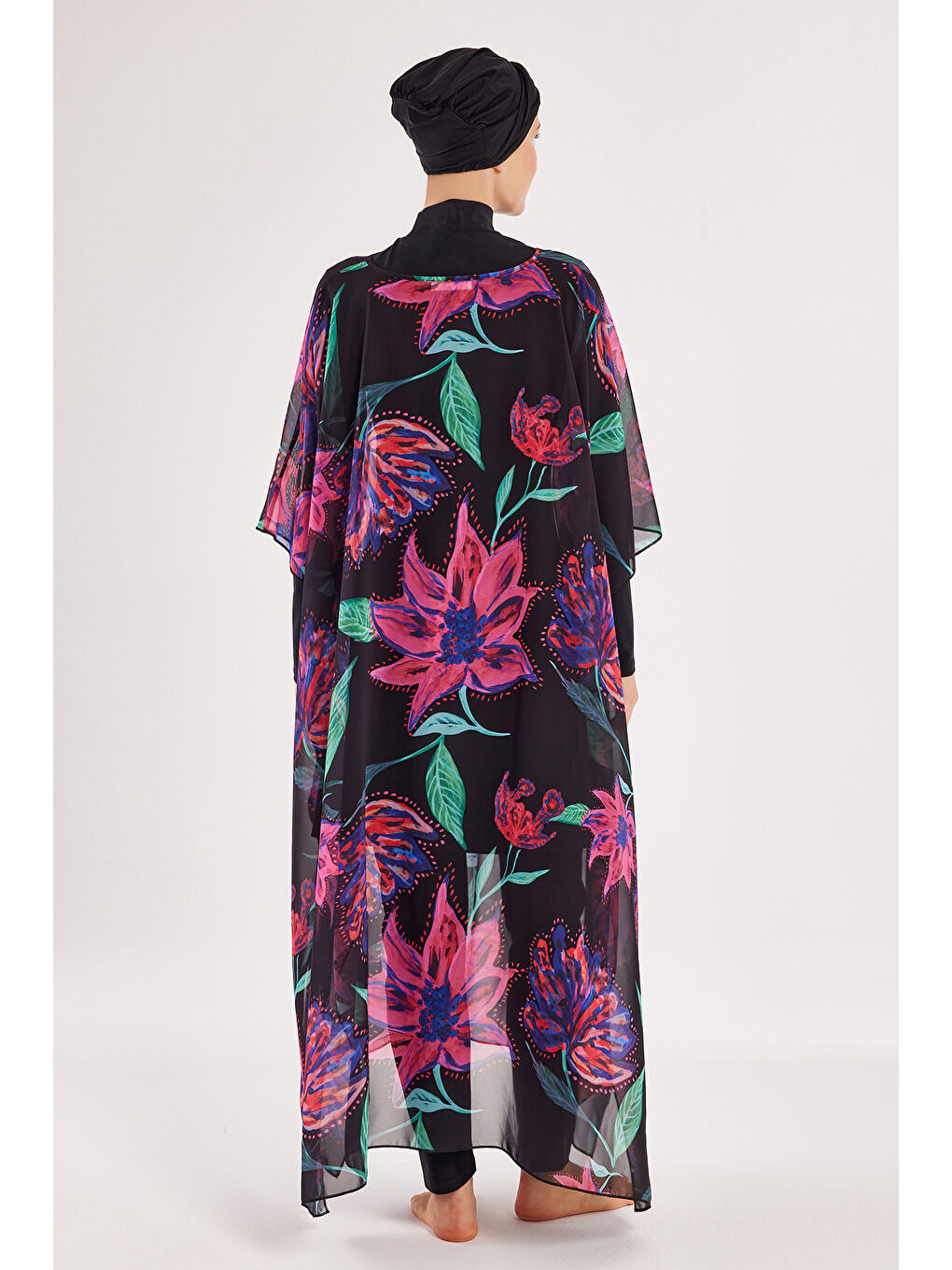 Mayo Üzerine Tek Pareo Kaftan 1706 Siyah-4