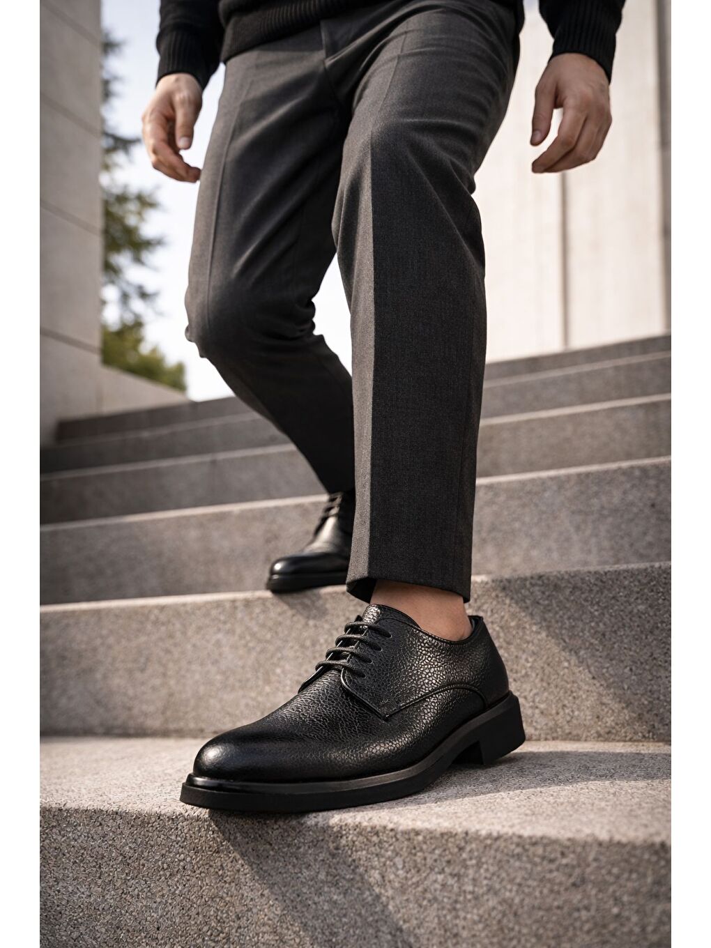 Siyah DANİEL Hakiki Deri Bağcıklı Erkek Günlük Klasik Casual Ayakkabı-6