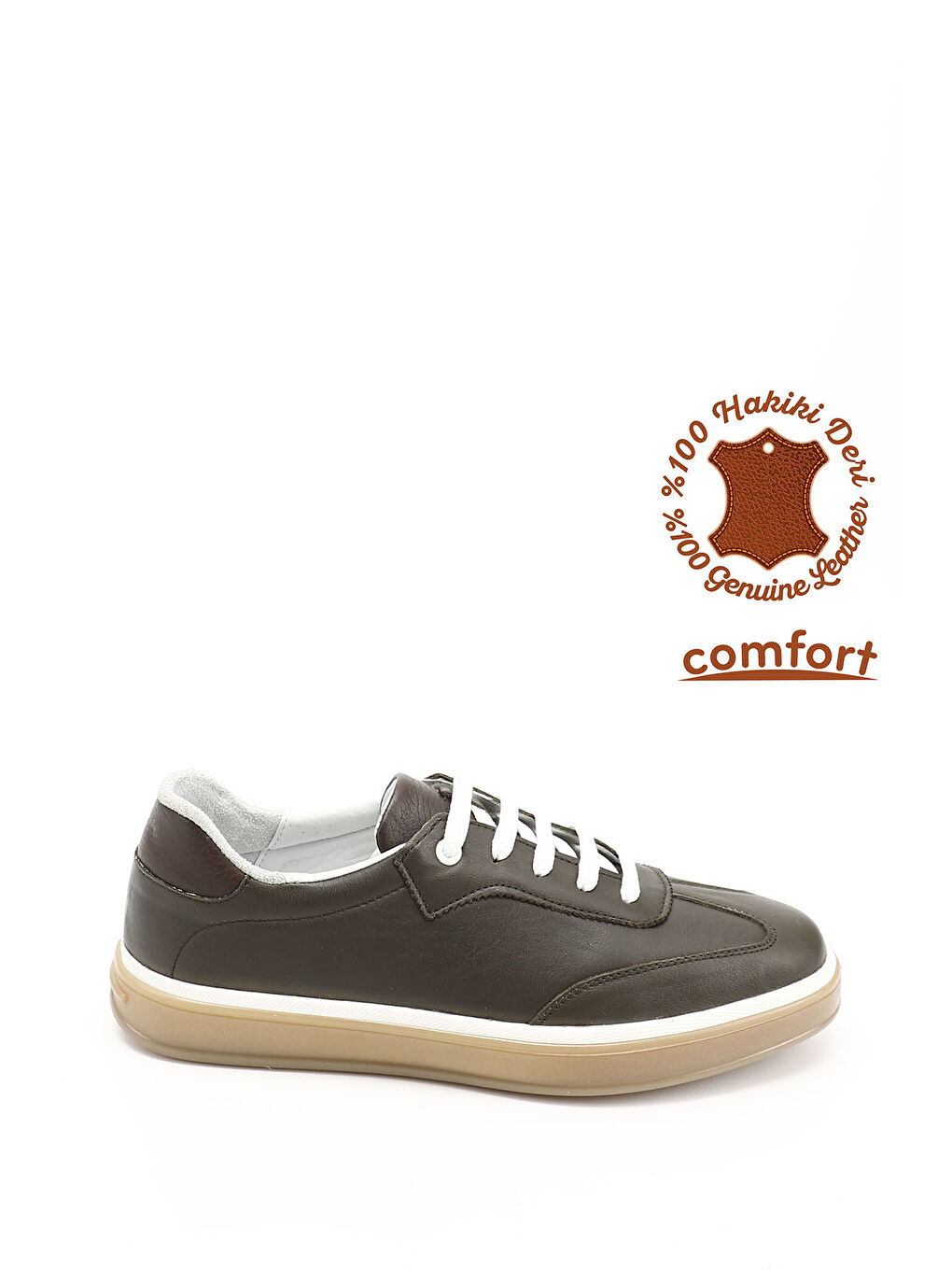 Erkek HAKİ-YEŞİL Bağcıklı Hakiki Deri Comfort Sneaker