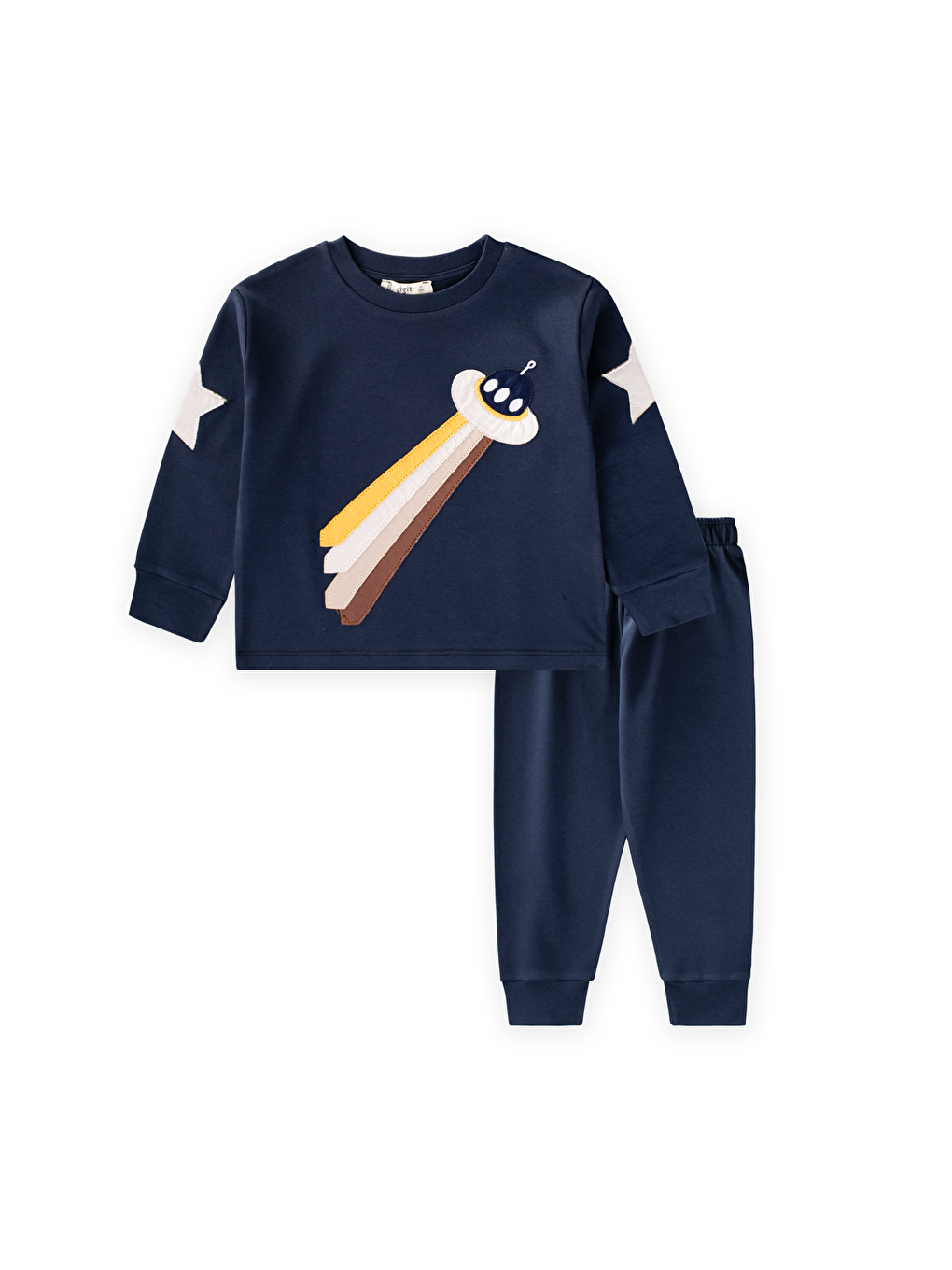 Uzay Aracı Aplikeli Pijama Takım 2-8 Yaş Lacivert