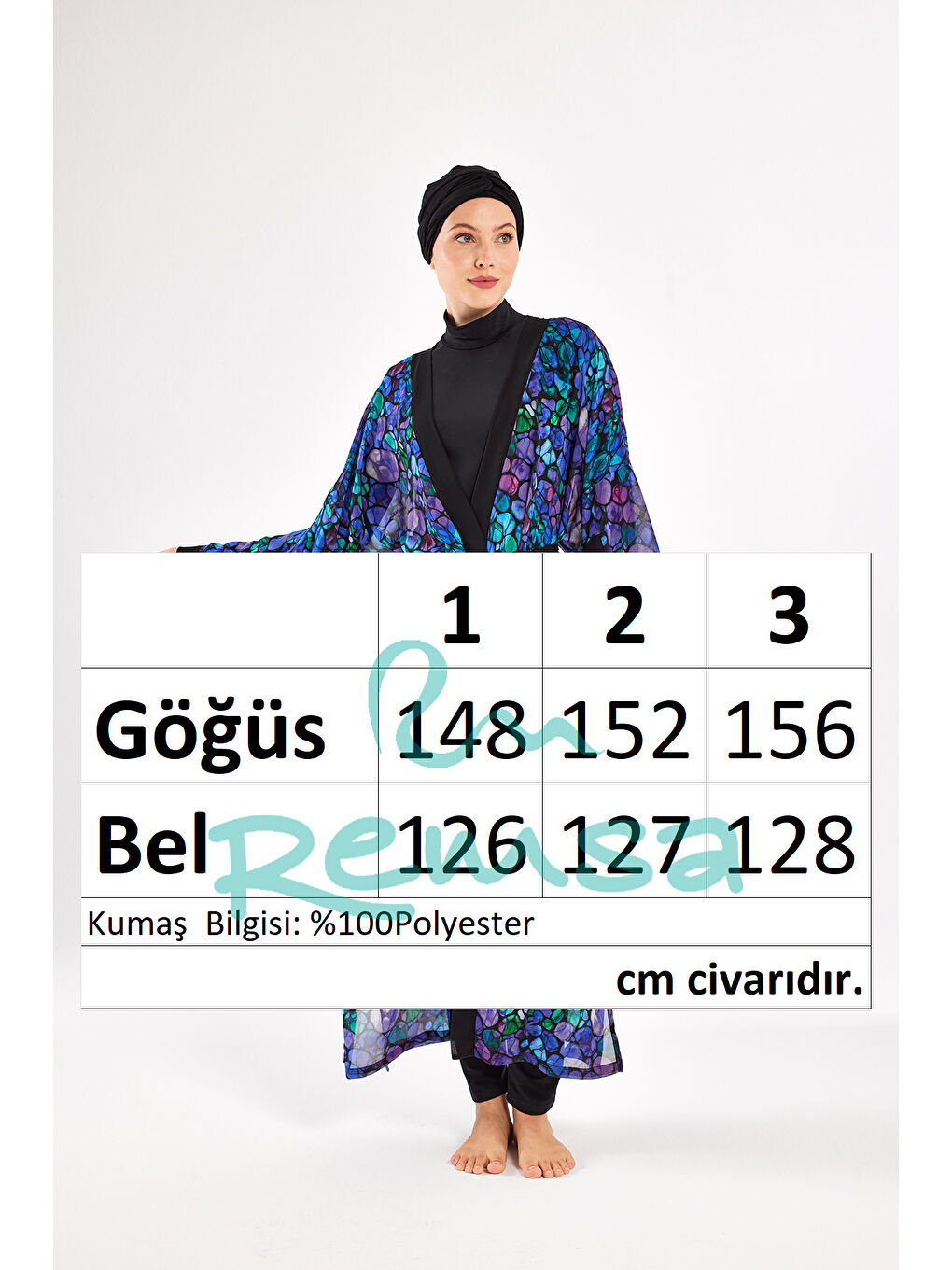 UV Korumalı Mayo Üzerine Tek Pareo Kimono 1711 Mor-3