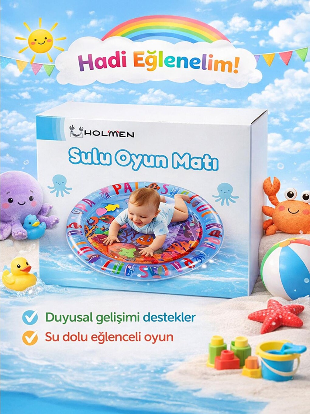 Şişme Sulu Oyun Matı Yuvarlak 65x65 Cm - Standart-5