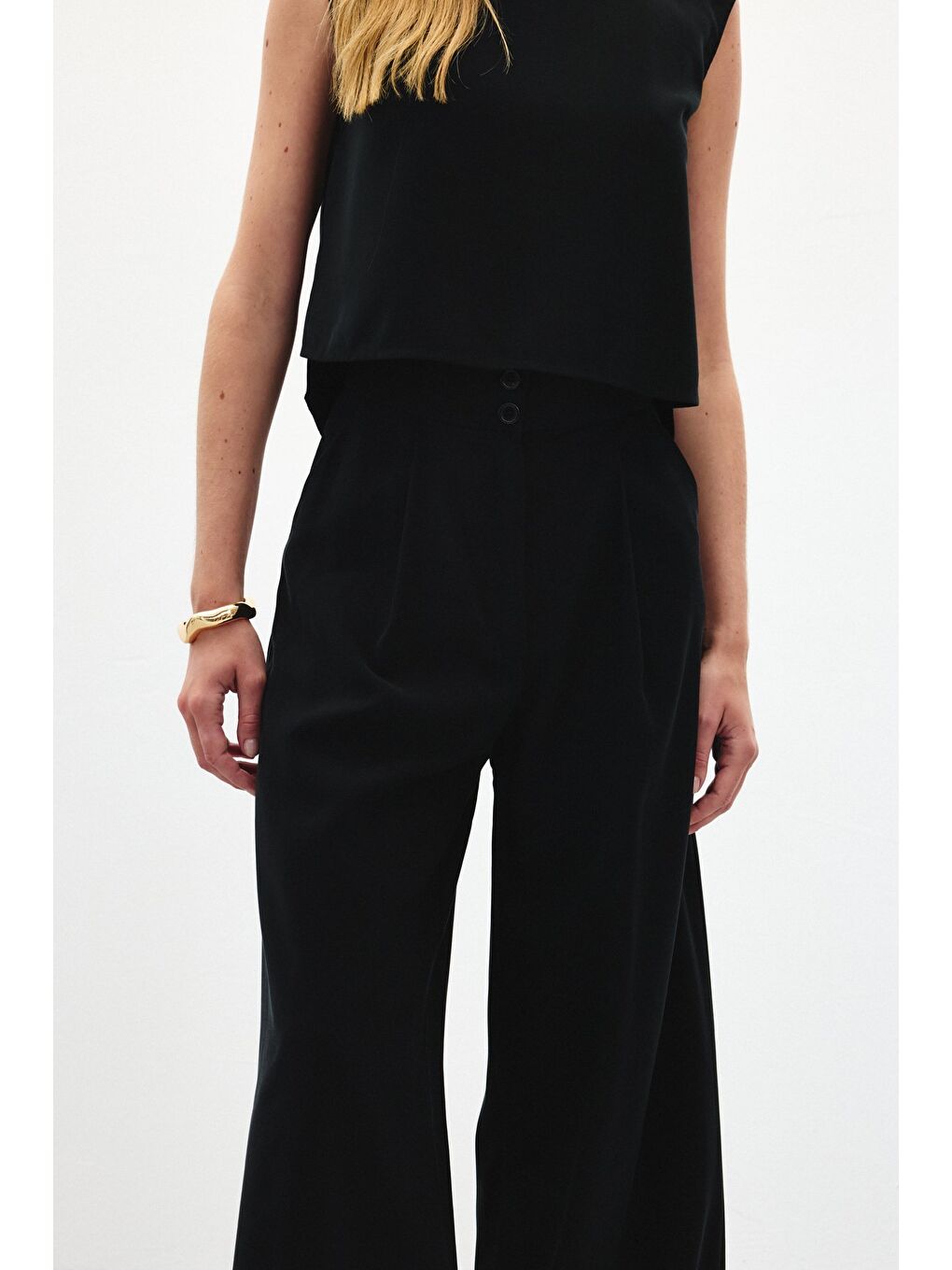 Geniş Paça Pantolon - Siyah-6