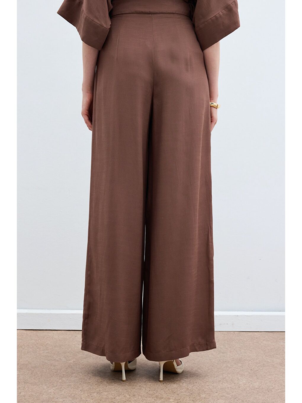 Kahverengi Keten Karışımlı Pantolon - Kahve-6