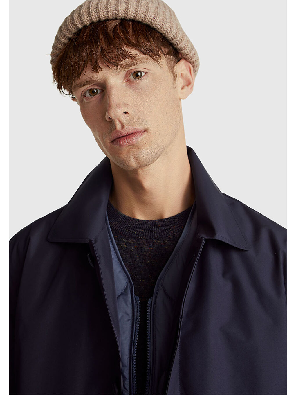 Erkek Lacivert Kolu Manşet Detaylı Yelekli Uzun Mont-5