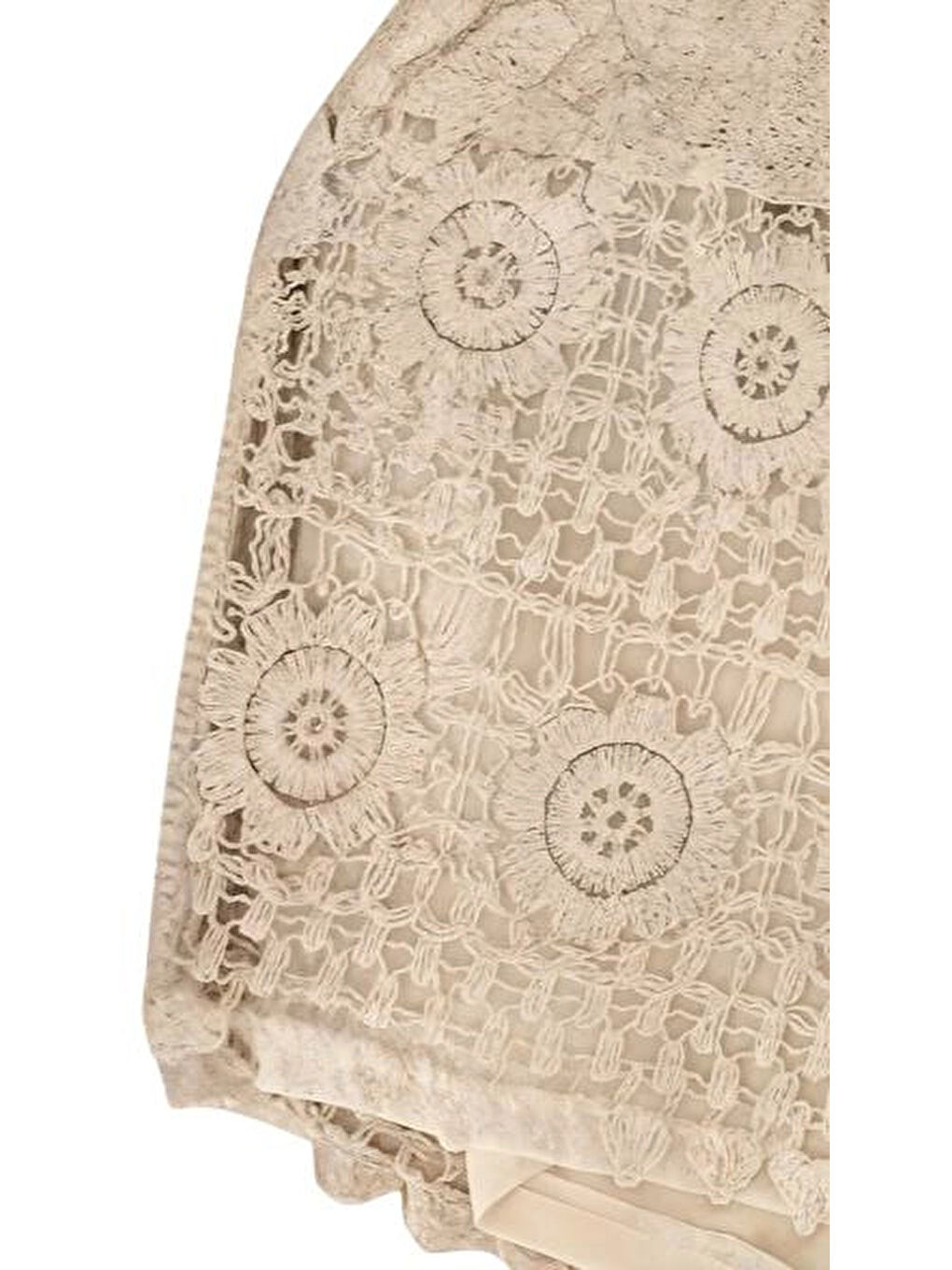 Kadın Bej Beli Lastikli Astarlı Kroşe Şort HZL25-LC251-1