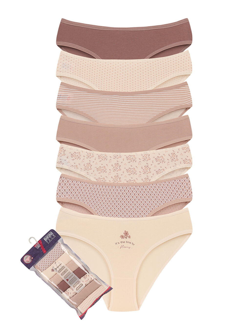 Karışık Kadın Soft Renk Pamuklu Külot 7'li Paket