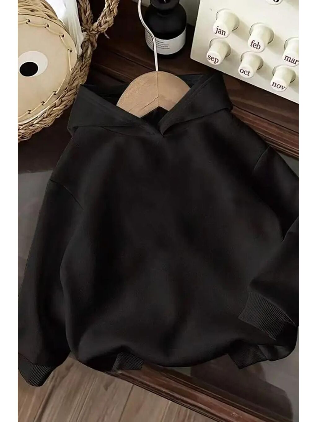 Siyah Chery Sırt Baskılı İçi Pamuklu Unisex Sweatshirt-4