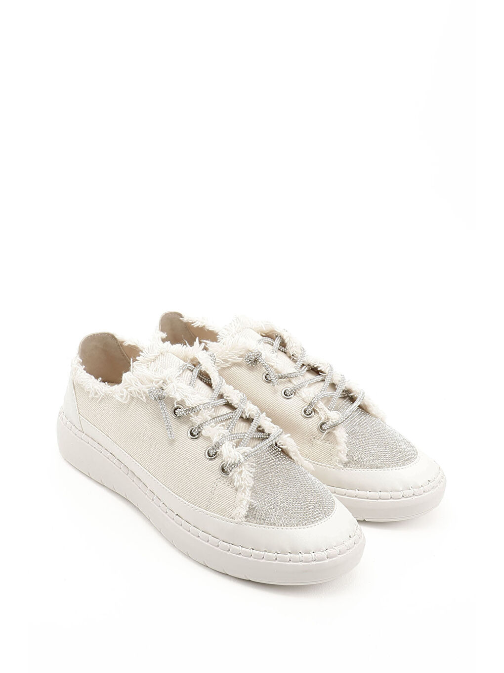 Bej Kadın BEJ CAMEL Jean Triko Taşlı Comfort Sneaker-1