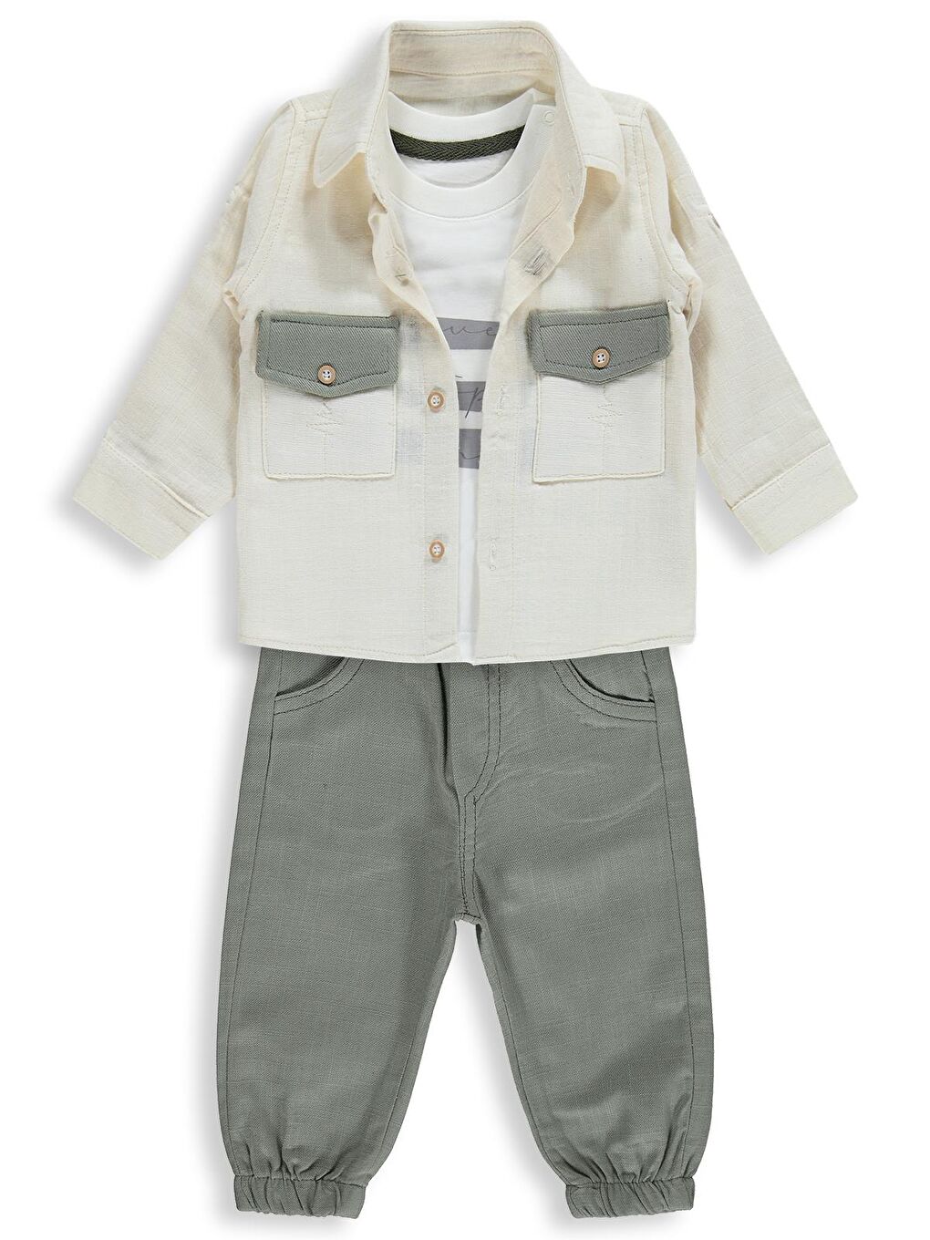 Gömlekli 3 Lü 6-18 Ay Takım - Yeşil 6-9 Ay