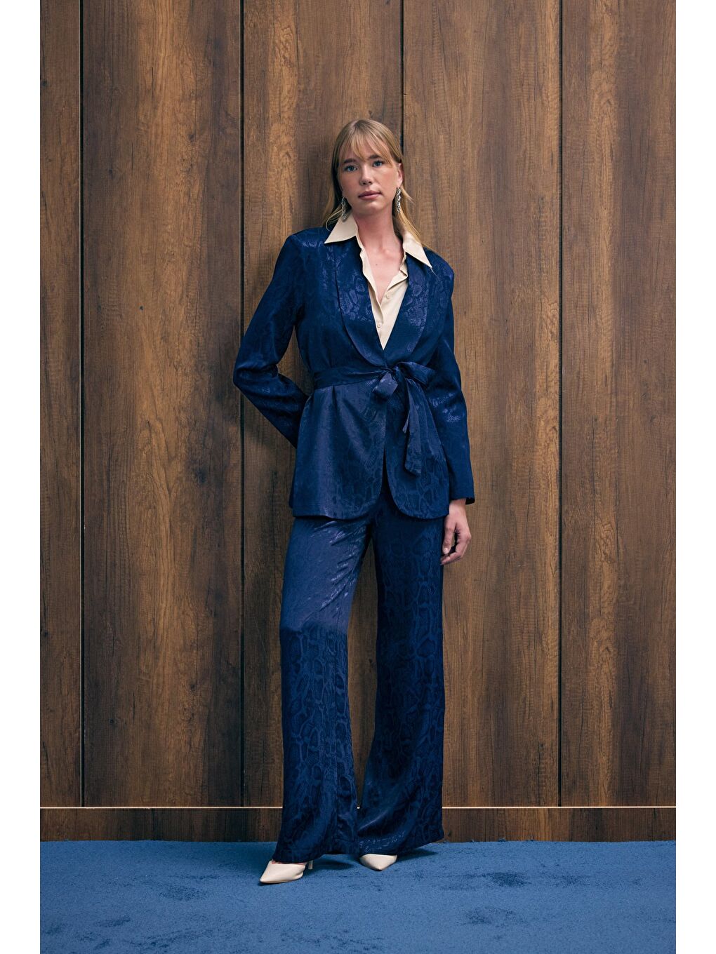 Yılan Desenli Pantolon - Lacivert-1