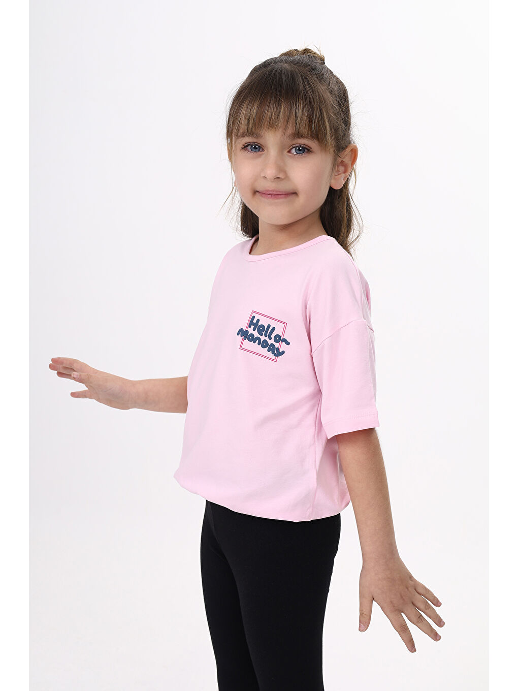 Pembe Kız Çocuk Baskılı Tişört-1