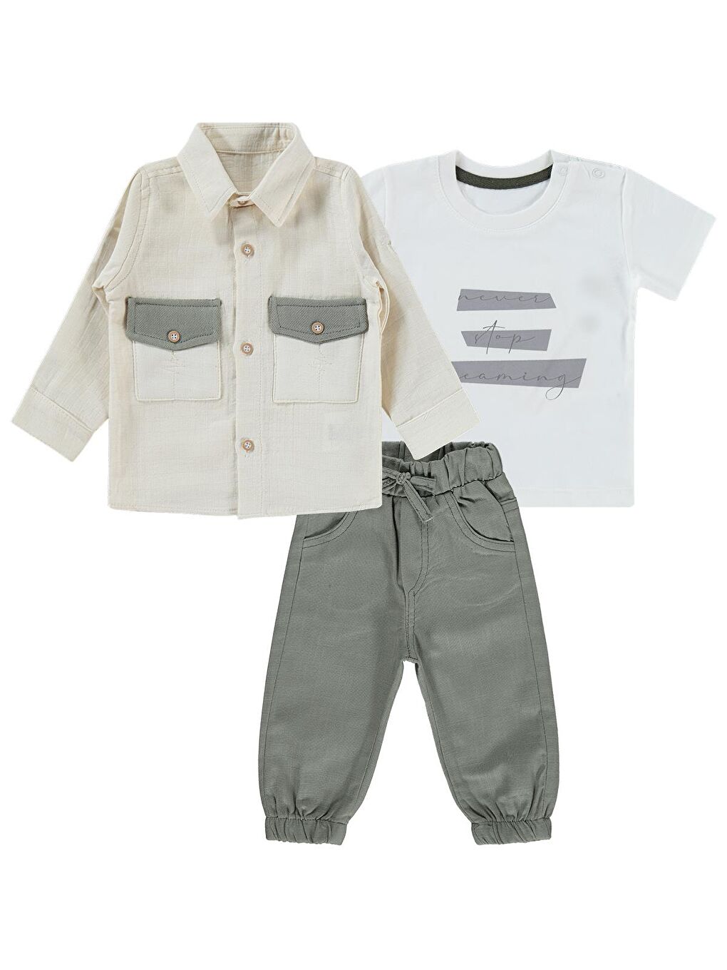 Gömlekli 3 Lü 6-18 Ay Takım - Yeşil 6-9 Ay-3