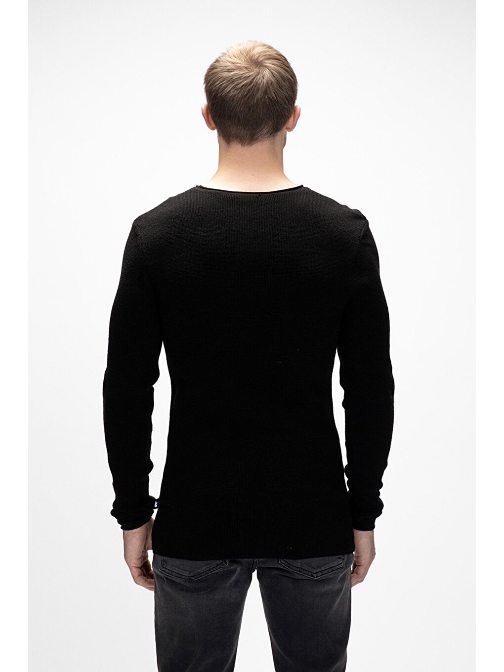 Tender Siyah Bisiklet Yaka Erkek Triko Kazak-2