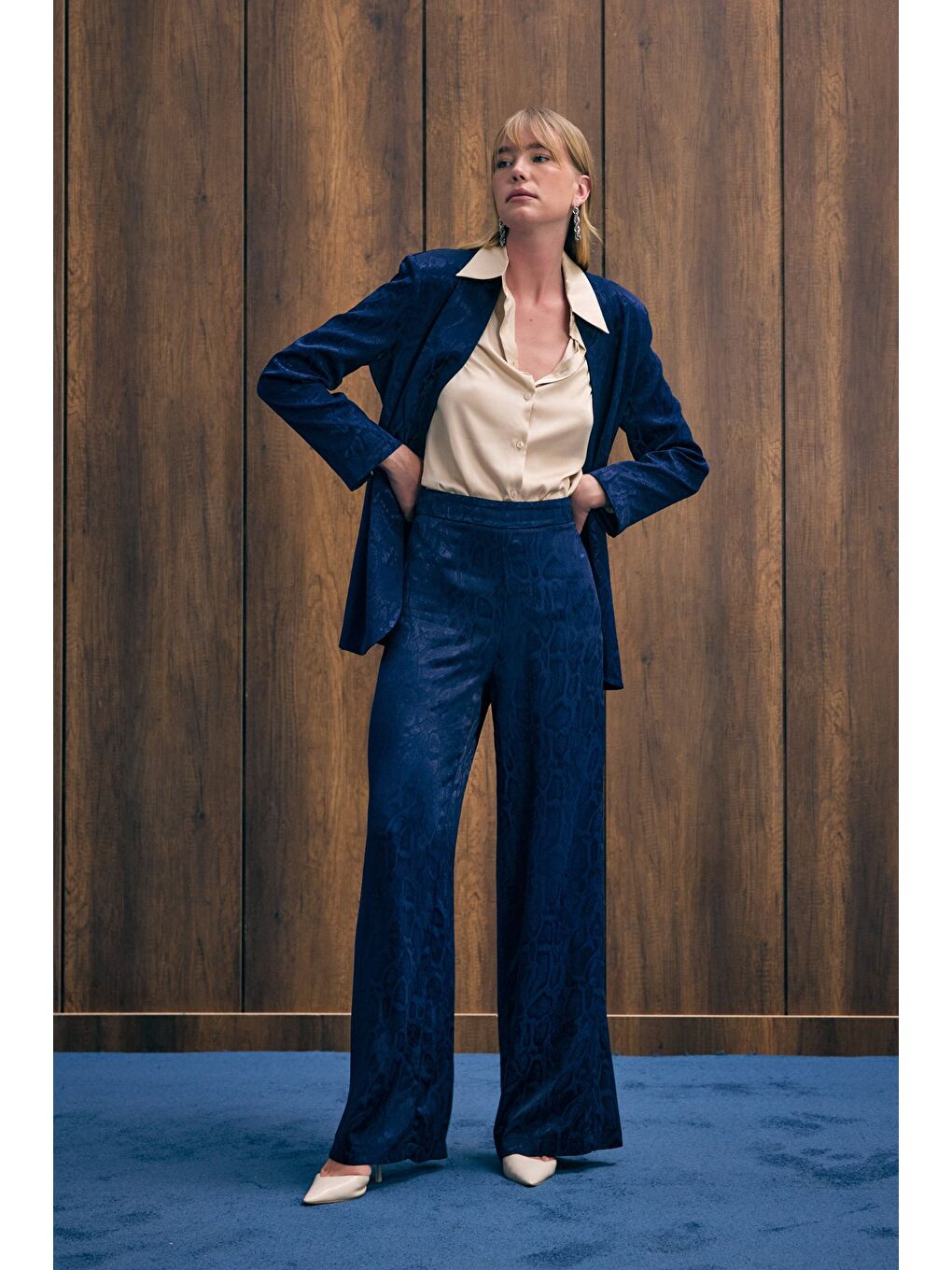 Yılan Desenli Pantolon - Lacivert-2