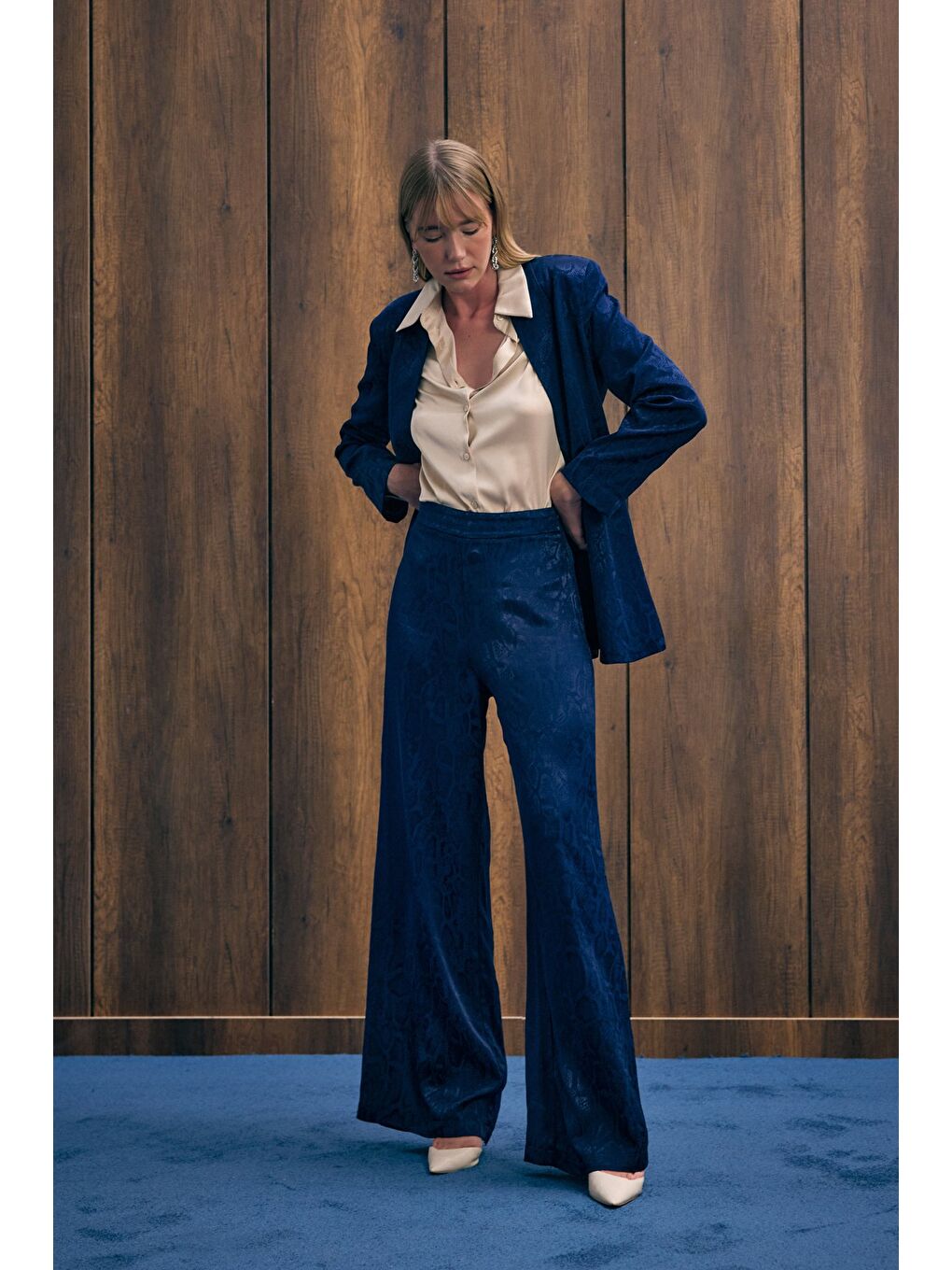 Yılan Desenli Pantolon - Lacivert-3