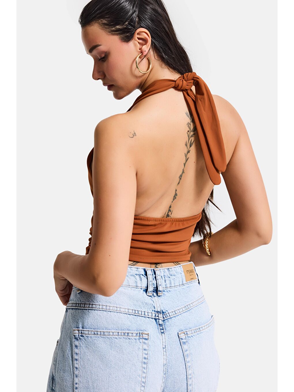 Kahverengi Kadın Kiremit s6-55 Aksesuar Detaylı Bluz-3