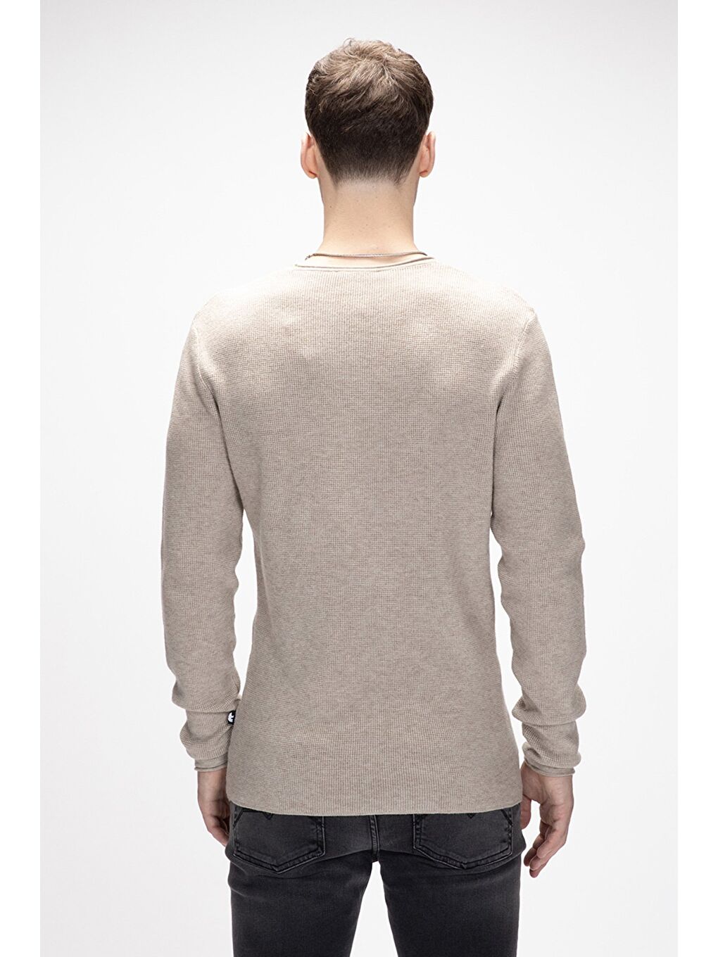 Tender Bej Bisiklet Yaka Erkek Triko Kazak-2