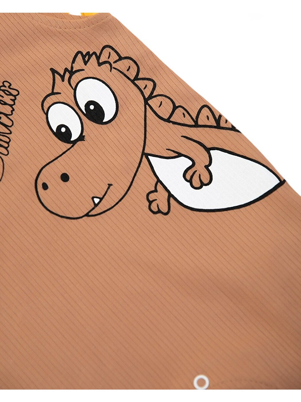Kahverengi Erkek Bebek Dinozor Baskılı Fitilli Şirin Bahçıvan Salopet Tulum Ve İç Badili Takım-6