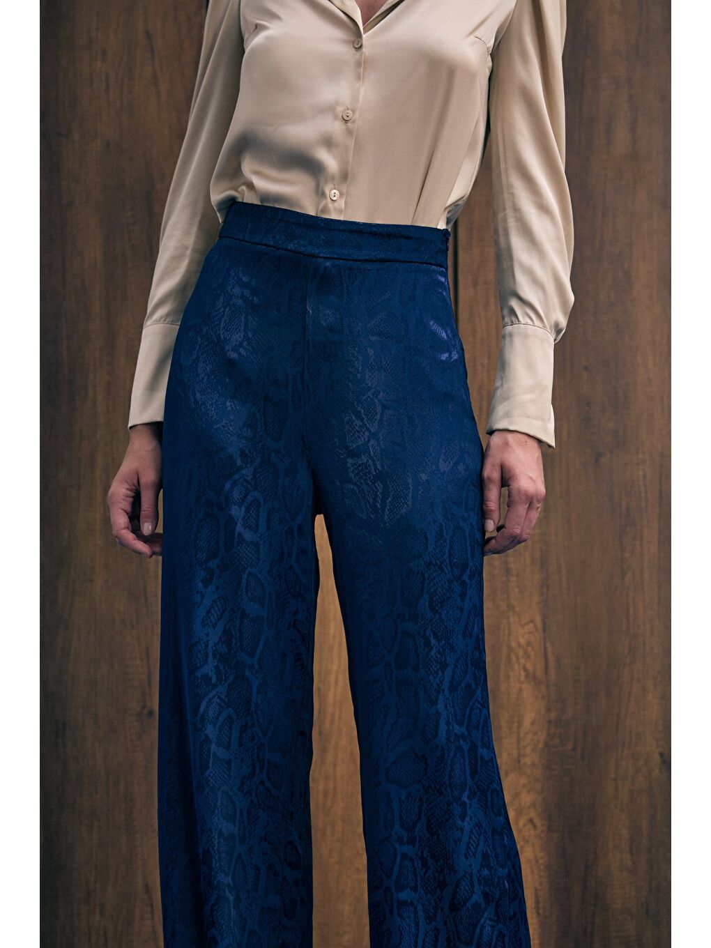 Yılan Desenli Pantolon - Lacivert-5