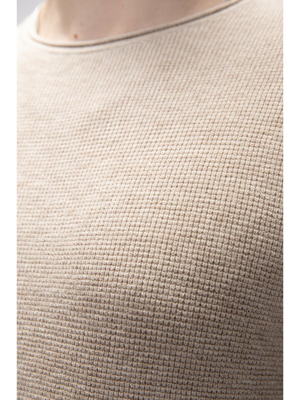 Tender Bej Bisiklet Yaka Erkek Triko Kazak-7