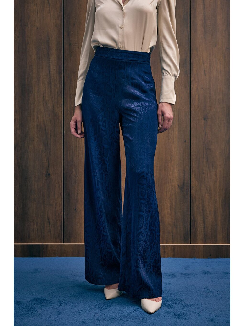 Yılan Desenli Pantolon - Lacivert-6