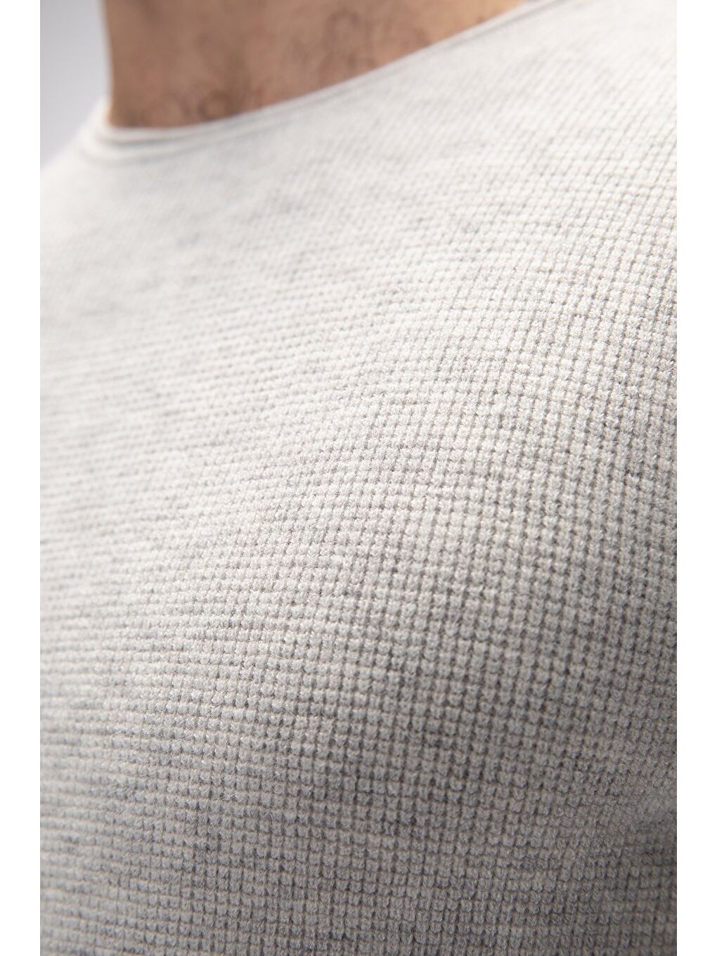 Tender Gri Melanj Bisiklet Yaka Erkek Triko Kazak-4