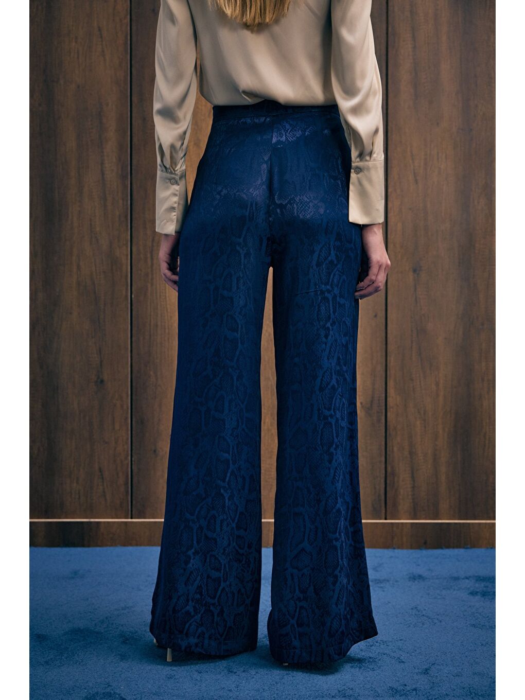 Yılan Desenli Pantolon - Lacivert-7