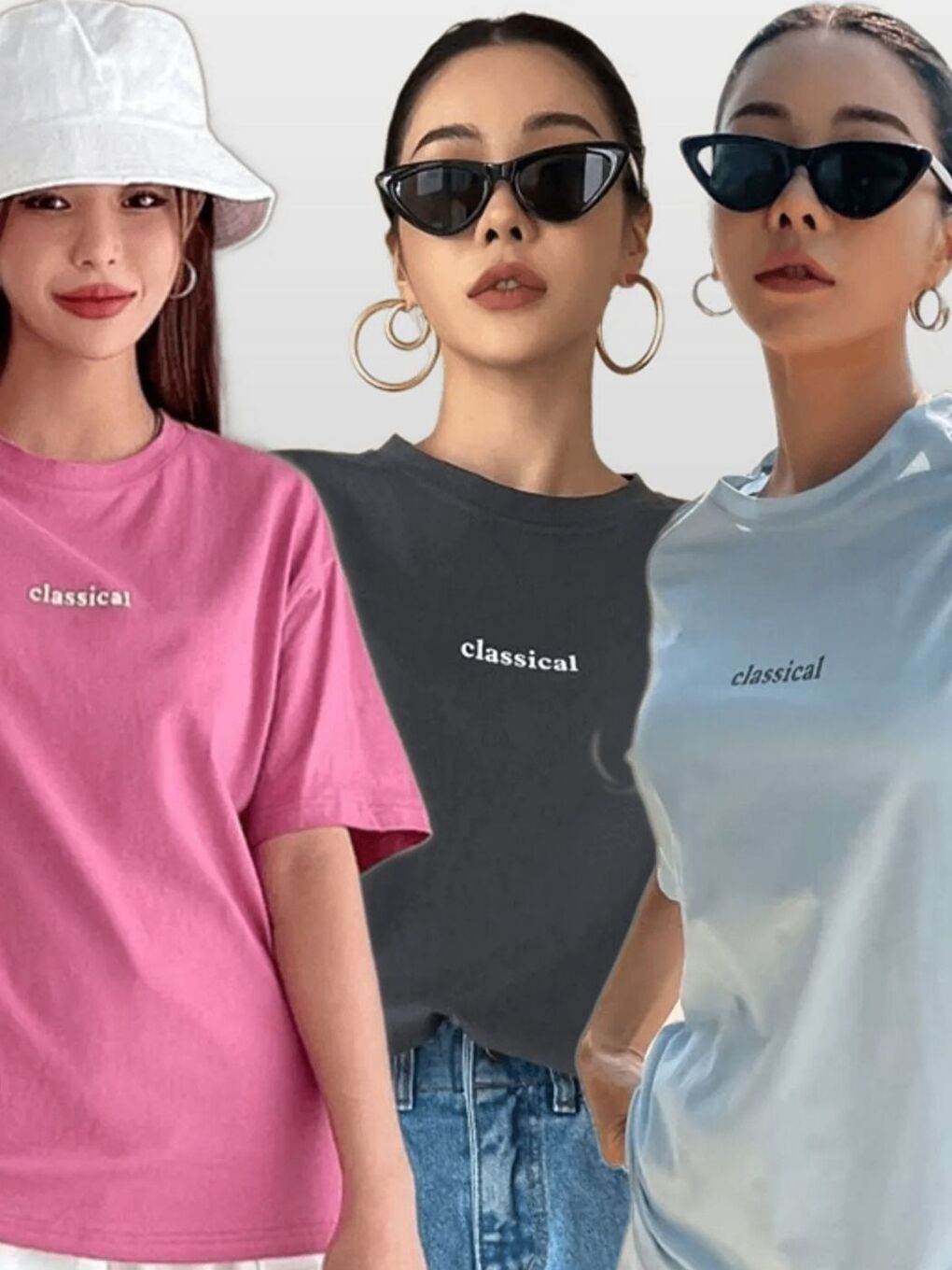 Kadın Classical Baskılı 3lü SET Pembe-Füme-BebeMavi