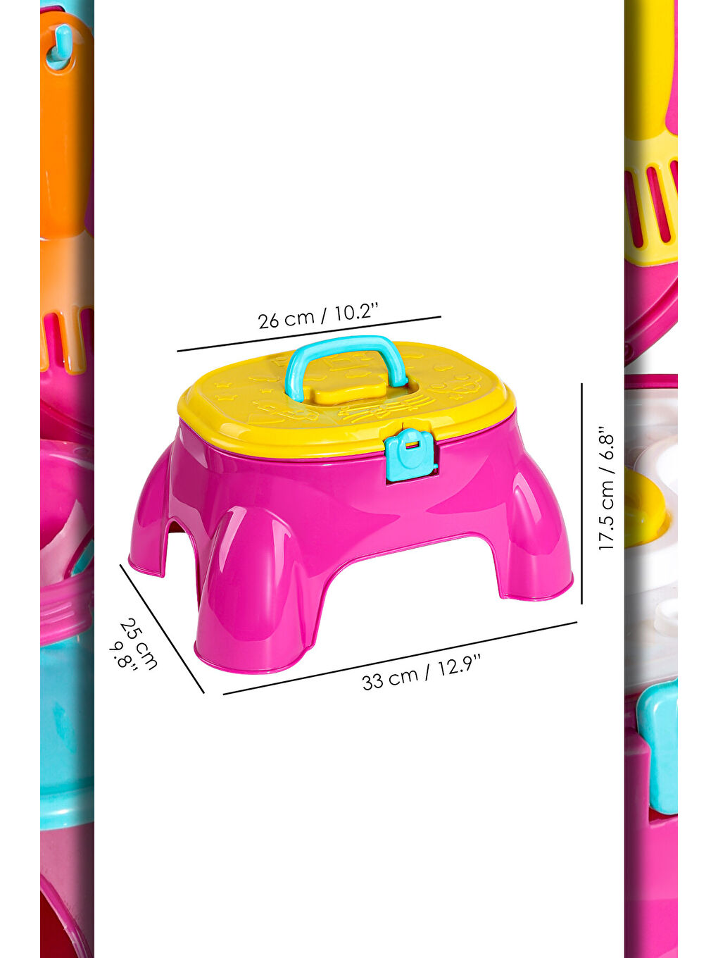 17 Parça Masalı Oyuncak Mutfak Seti - Taşıma Çantalı Oturaklı Mutfak Gereçleri Aşçı Oyuncak Seti-6