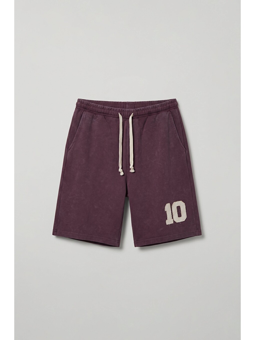Erkek Relaxed Fit Vintage Yıkamalı Şort Bordo