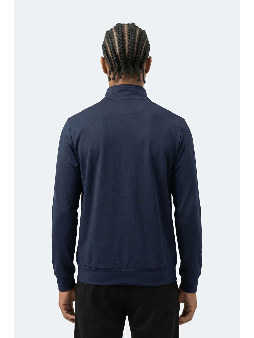 REVOLVER Erkek Fermuarlı Dik Yaka Cepli Lacivert Sweatshırt-1