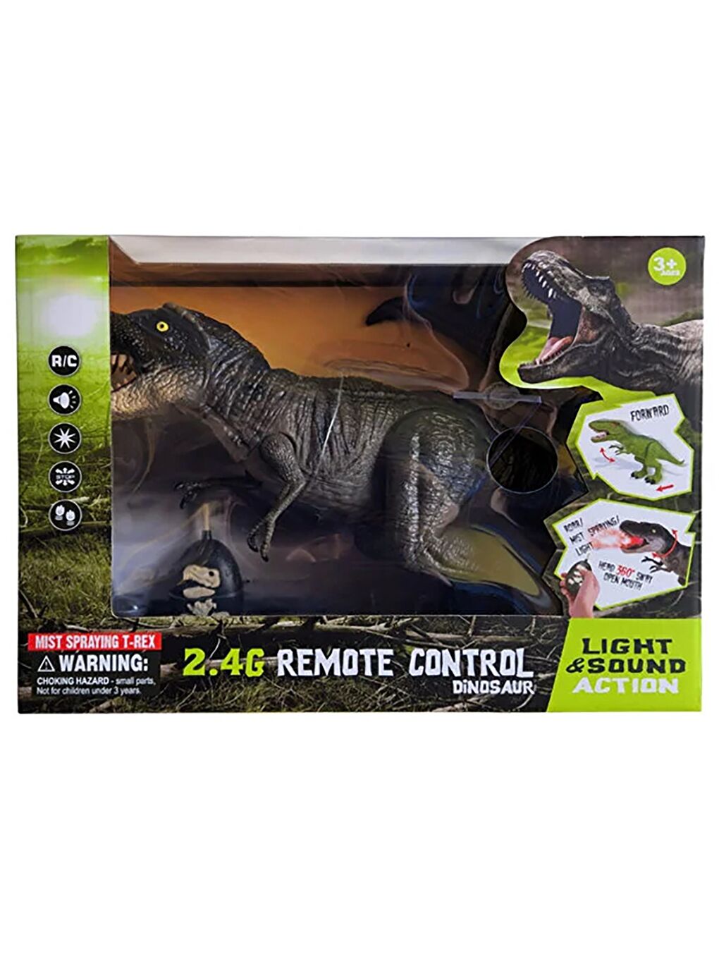 Seher Oyuncak Uzaktan Kumandalı Usb Şarjlı Ağzından Duman Atan Büyük Boy Dinozor - Yeşil Standart