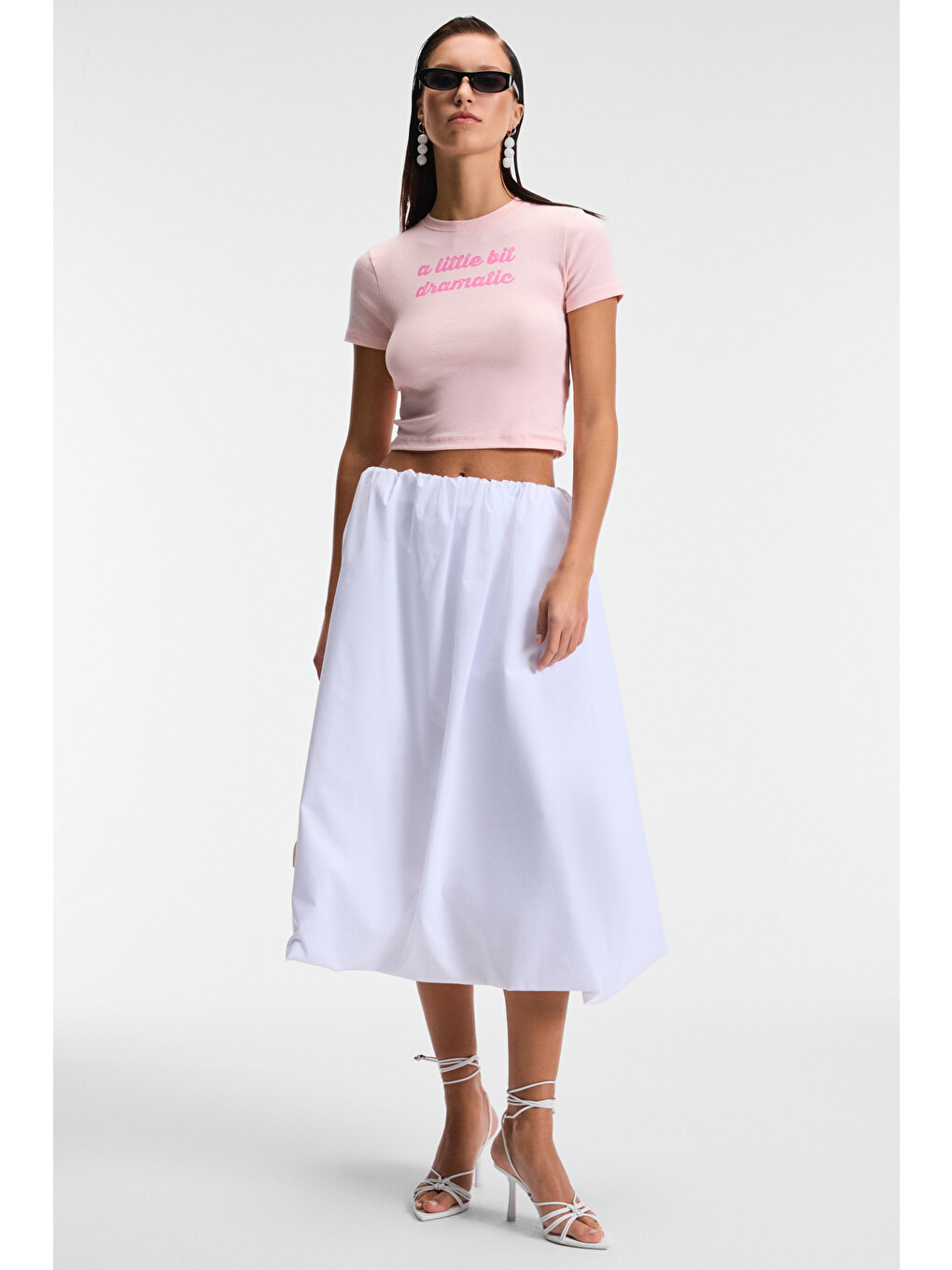 Velına Kadın Bisiklet Yaka Kısa Kollu Önü Baskılı Slim Pembe T-shirt-2