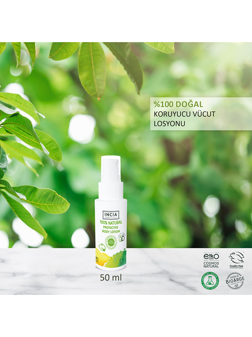 INCIA %100 Doğal Koruyucu Vücut Losyonu Sprey Yenidoğan Bebek Çocuk İçin Limon Okaliptus Vegan 50 ml-1