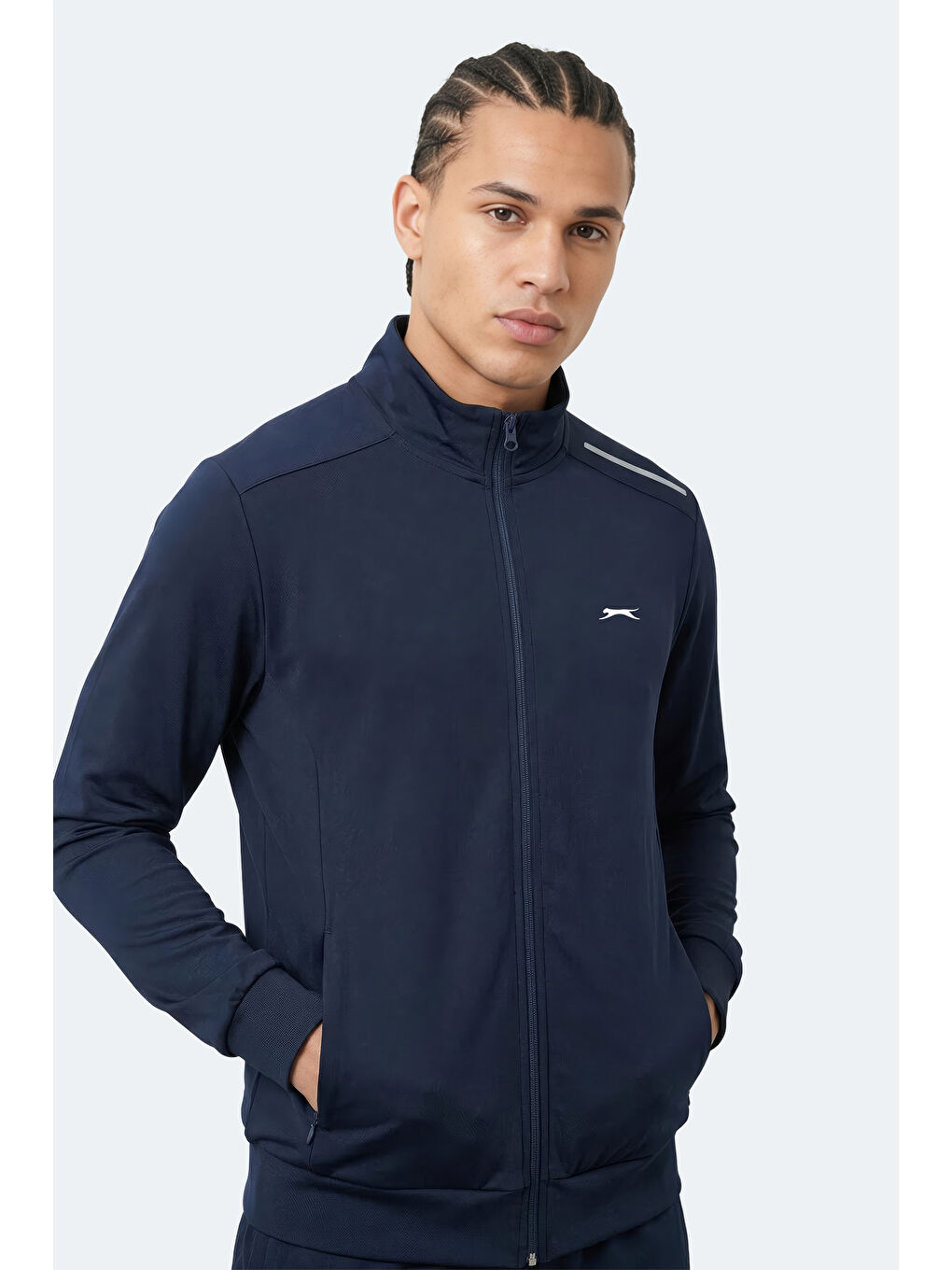 REVOLVER Erkek Fermuarlı Dik Yaka Cepli Lacivert Sweatshırt-3