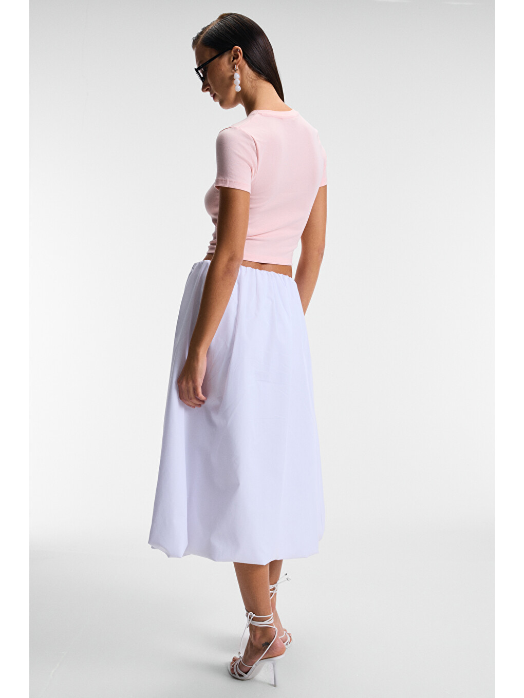Velına Kadın Bisiklet Yaka Kısa Kollu Önü Baskılı Slim Pembe T-shirt-4
