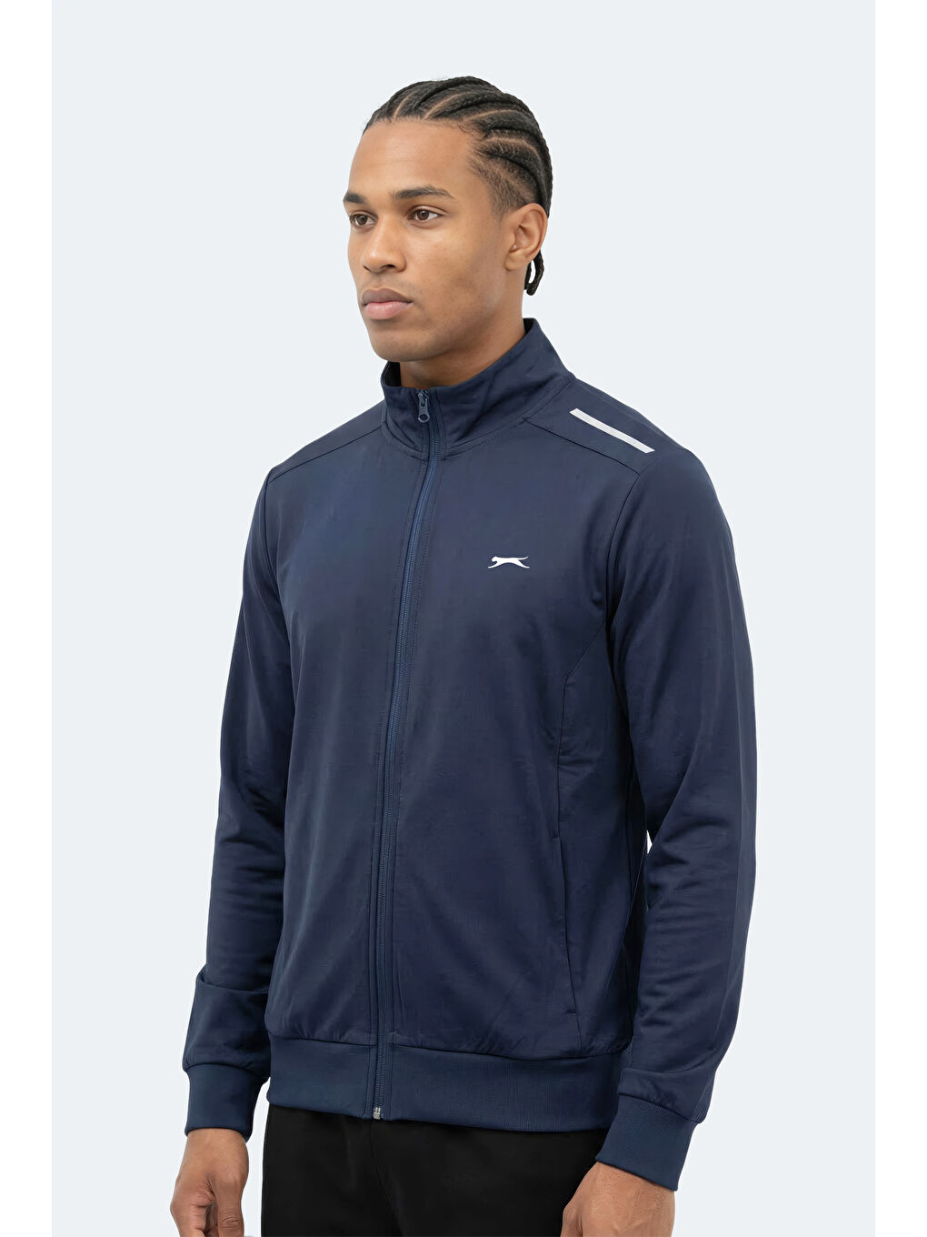 REVOLVER Erkek Fermuarlı Dik Yaka Cepli Lacivert Sweatshırt-5