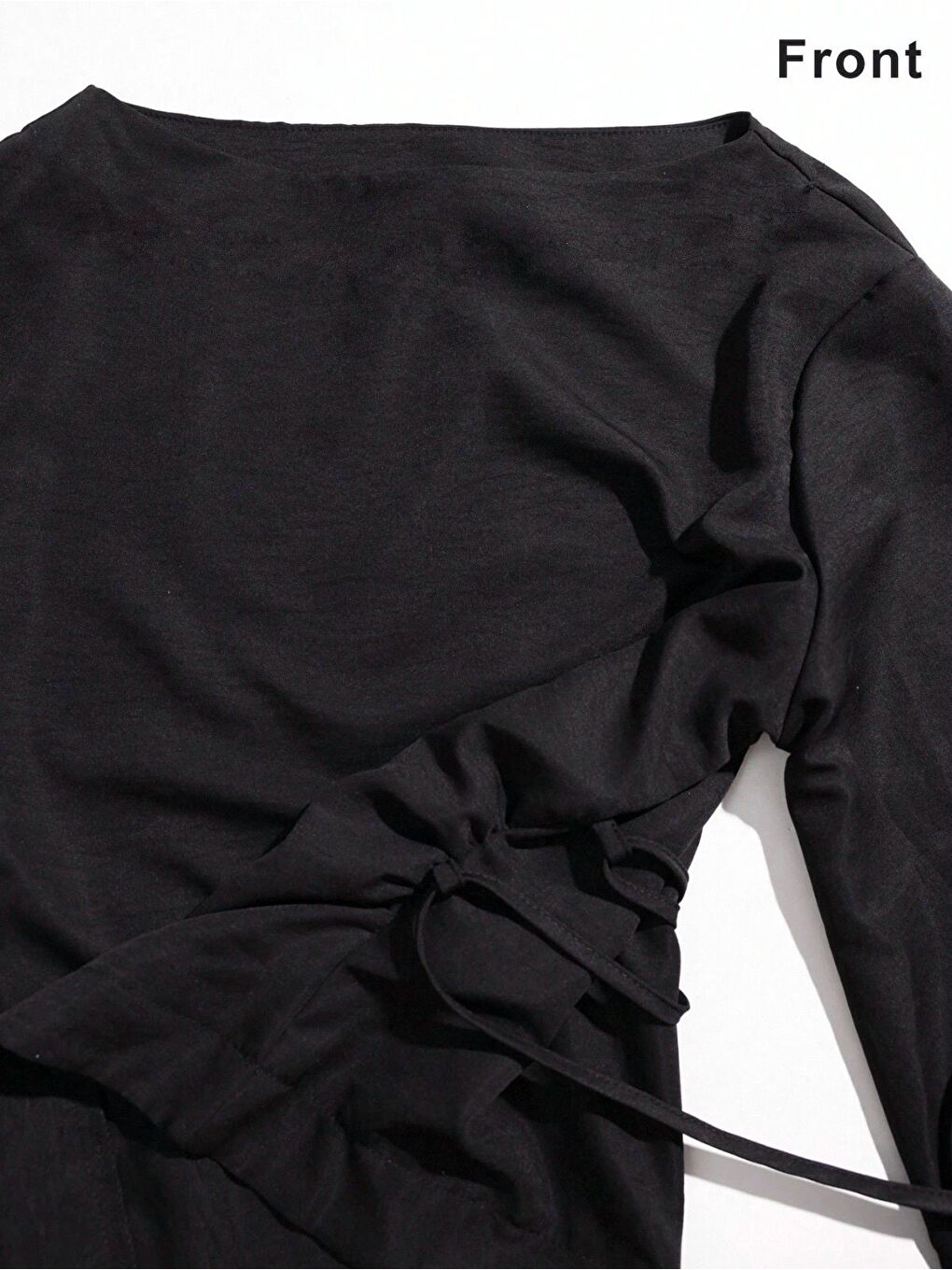 Siyah Kadın Belden Bağlamalı İpli İspanyol Kol Bluz-7