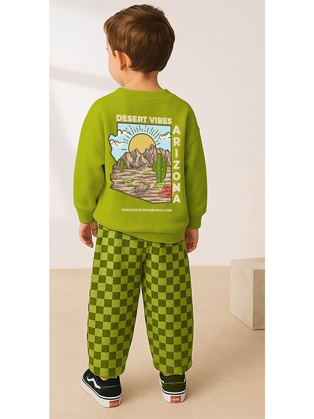 Yeşil Erkek Çocuk Baskılı Jogger Pantolonlu Alt Üst Takım-1